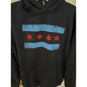Chicago Flag Hoodie, Cozy Sweatshirt, Perfect Gift for Chicagoans, Navy SZ Large